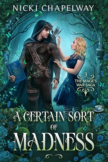 book cover with a couple on the front on a fantasy woodsy background
